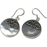 KDMD Women's Shell & Silver Earrings - Classic Disc - MOP