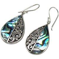 KDMD Women's Shell & Silver Earrings - Teardrop- Abalone