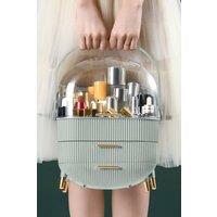 Neo Women's Mint Green Three Layer Cosmetic Makeup Storage Organiser Skincare Display Box Case With Portable Handle