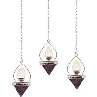 KDMD Women's Gemstone Lantern of Life Pendulum - Amethyst & Rock Quartz in Purple
