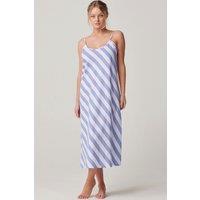 British Boxers Women's "Boat Blue" Stripe Crisp Cotton Strappy Nightdress in Light Blue | Size: Large
