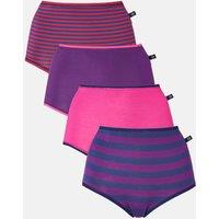 British Boxers Women's Pack of Four "Cherry Pie" Bamboo Full Briefs in Dark Pink | Size: 3XL