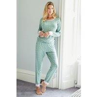 British Boxers Women's Juniper Polka Bamboo Pyjama Set in Green | Size: 4XL