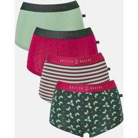 British Boxers Women's Pack of Four "Forest Berry" Bamboo Hipster Boxer Briefs | Size: Medium