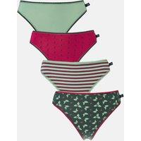 British Boxers Women's Pack of Four "Forest Berry" Bamboo High Leg Knickers | Size: Medium