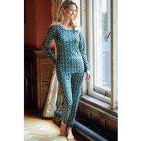 British Boxers Women's Jolly Holly Bamboo Pyjama Set in Green | Size: 3XL