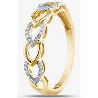 T.H.Baker Women's 9ct Yellow Gold 0.10ct Diamond Open Hearts Ring | Size: P