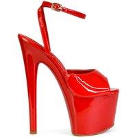 XY London Women's 'Sunshine' Strappy Peep Toe Stiletto High Heel Platform Shoes in Red | Size: 6