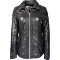 House of Leather Women's Women's Real Leather Quilted Jacket Echo Black 10 | Size: 18