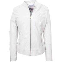 House of Leather Women's Women's Real Leather Biker Jacket Connie White 8 | Size: 20