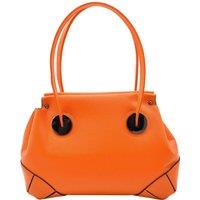 House of Leather Women's Womens Real Leather Shoulder Bag Mid Size Handbag Susan Black in Orange | Size: Small
