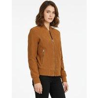 House of Leather Women's Goat Suede Bomber Jacket Faye Cognac 18 in Tan | Size: 16
