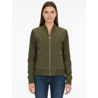 House of Leather Women's Goat Suede Bomber Jacket Faye Cognac 18 in Green | Size: 14