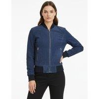 House of Leather Women's Goat Suede Bomber Jacket Faye Cognac 18 in Blue | Size: 12