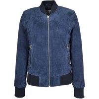 House of Leather Women's Goat Suede Bomber Jacket Faye Cognac 18 in Blue | Size: 22