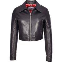 House of Leather Women's Cropped Real Leather Jacket Cleo Black 10 | Size: 18