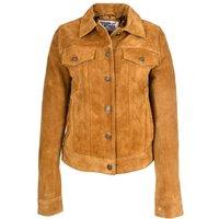 House of Leather Women's Real Suede Trucker Jacket Alma Tan 14