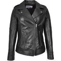 House of Leather Women's Real Leather Biker Jacket Pam Blue 18 in Black | Size: 16