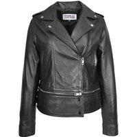 House of Leather Women's Real Leather Biker 2 in 1 Jacket Bianca Green 14 in Black | Size: 10