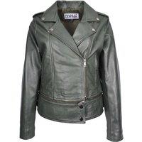 House of Leather Women's Real Leather Biker 2 in 1 Jacket Bianca Green 14 | Size: 10