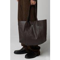 Barneys Originals Women's Brown Real Cow Leather Tote Bag in Dark Brown