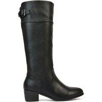 XY London Women's 'Caiden' Knee High Boots Low Heel Western Style in Black | Size: 5