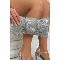 Love Lemonade Women's Crystal Luxe Bow Clutch Bag in Silver