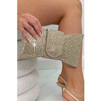 Love Lemonade Women's Crystal Luxe Bow Clutch Bag in Gold