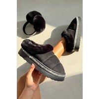 Love Lemonade Women's Crystal Trim Soft Touch Slippers in Black | Size: 3