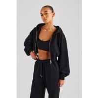 Cernucci Women's C Cropped Zip Through Hoodie - Black | Size: XS