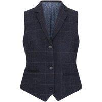 Infinity Leather Women's Tailored Fit Tweed Formal Waistcoat in Blue | Size: 18