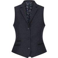 Infinity Leather Women's Womens Herringbone Check Tweed Waistcoat Wool Blend Vest in Black | Size: 10