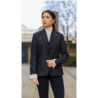 Infinity Leather Women's Womens Herringbone Check Tweed Blazer Waistcoat Wool 2 Piece Set in Black | Size: 10