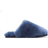 Infinity Leather Women's Sheepskin Slippers Warm Winter Fur Mule - Aurora in Navy | Size: 6
