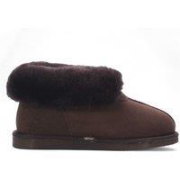 Infinity Leather Women's Sheepskin Suede Ankle Slip-On Bootie Winter - Glacier in Brown | Size: 7
