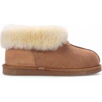 Infinity Leather Women's Sheepskin Suede Ankle Slip-On Bootie Winter - Glacier in Tan | Size: 6