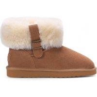 Infinity Leather Women's Genuine Sheepskin Suede Ankle Bootie Winter Boots - Granite in Tan | Size: 8