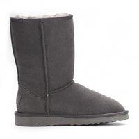 Infinity Leather Women's Genuine Sheepskin Suede Slip-On Ankle Winter Boots - Dusk in Grey | Size: 4