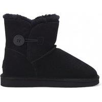 Infinity Leather Women's Sheepskin Suede Ankle Bootie Warm Winter Boots - Alpine in Black | Size: 6