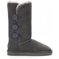 Infinity Leather Women's Sheepskin Suede Button Warm Winter Calf Boots - Willow in Grey | Size: 7