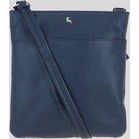 Ashwood Leather Women's 'Melodia' Real Leather Curve Pocket Crossbody Bag in Navy