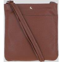 Ashwood Leather Women's 'Melodia' Real Leather Curve Pocket Crossbody Bag in Light Brown