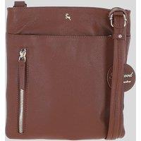 Ashwood Leather Women's Exquisite Genuine Leather Crossbody Flat Bag in Light Brown
