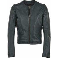 Ashwood Leather Women's "Ethel" Real Leather Collarless Jacket in Green | Size: 20