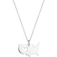 Spero London Women's Love USA (America) Map Heart Necklace Sterling Silver