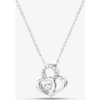 T.H.Baker Women's Silver Cubic Zirconia Circle Heart Necklace MP02327D | Size: Standard