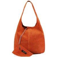 Kitise Women's Spacious Slouch Genuine Italian Suede Tote Handbag in Orange