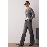 WOVCOR Women's Faded Vintage High Waisted Wide Leg Jeans in Grey | Size: 6