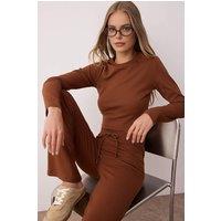 WOVCOR Women's 2-Piece Slim Fit Knit Top & Pants Set in Brown | Size: Medium