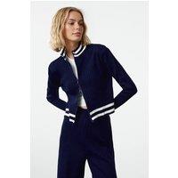 WOVCOR Women's 2-Piece Set Zip-Up Knit Cardigan & Wide Leg Pants in Navy | Size: Medium